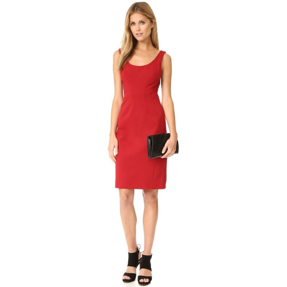 Diane Von Furstenberg RED Geovana Ponte Sheath Dress SZ 14